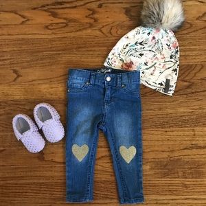 Gold Glitter Heart Jeans